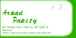 arpad papity business card